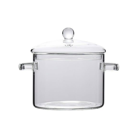 Clear Glass Cooking Pot, Portable Small Glass Cookware Set with Lid, High Borosilicate Glass Open Flame Pot, Heat-Resistant Glass Bowl, Useful Kitchen Gadgets Supplies