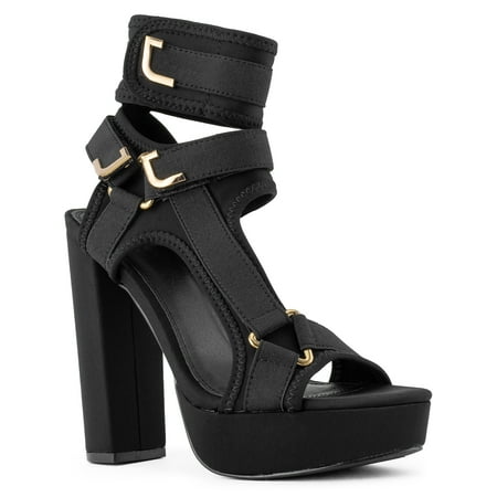 Satin Bow High Heel Sandal - RF ROOM OF FASHION Caged Harness Strap Chunky Platform High Heel Dress Pumps Sandals #19030