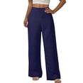 thumbnail image 2 of Laqbezok Women's Cotton Linen Wide Leg Pants, Loose High Waist Casual Trousers with Pockets, Summer Breathable Lounge Outfit, 2 of 10