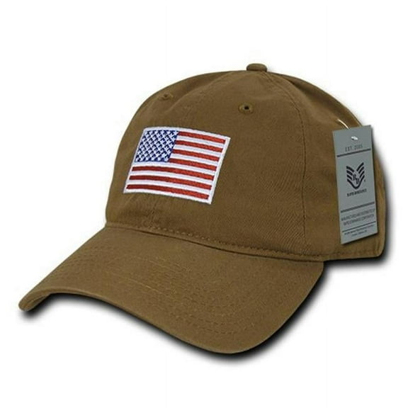 RapDom Original USA Flag Graphic Relaxed Mens Cap [Coyote Brown - Adjustable]
