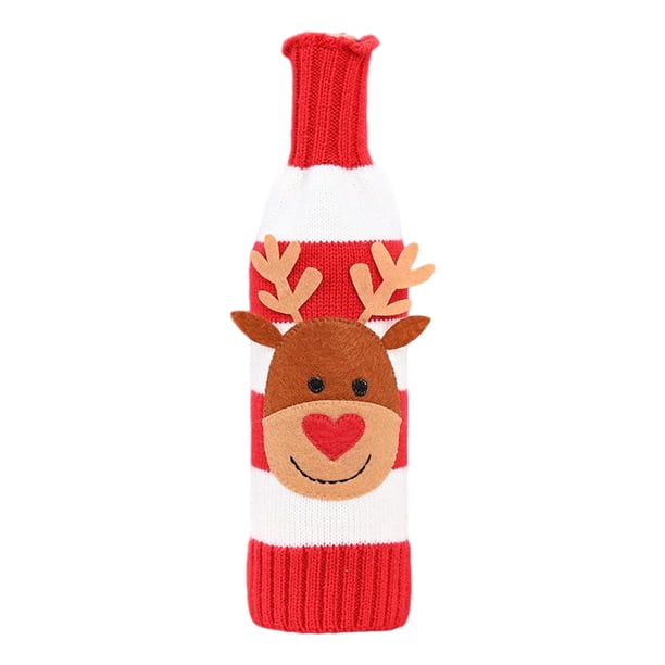 Matsuzay Funda para botella de vino, ropa tejida de Navidad de Año Nuevo, accesorios universales de banda de champán para cerveza roja y blanca, Kits de decoración para fiestas Alce Matsuzay HA070243-03B