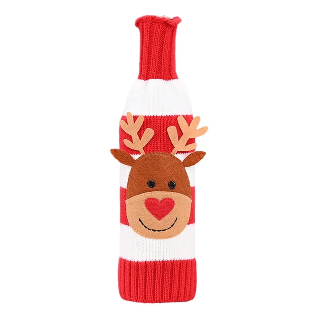 Advancent Funda para botella de vino, ropa tejida de Navidad de Año Nuevo, accesorios universales de banda de champán para cerveza roja y blanca, Kits de decoración para fiestas Alce Advancent HA070243-03B