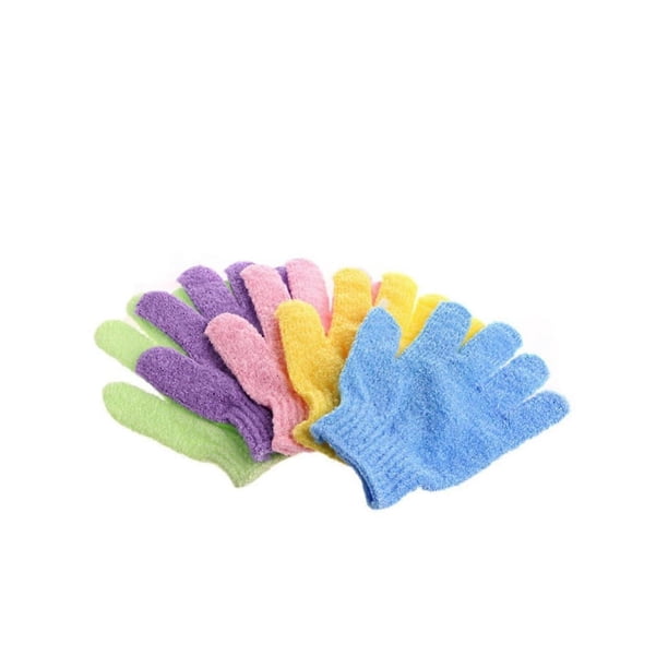Exfoliating Bath Gloves 4 Pairs for Deep Exfoliation and Gentle Skin Care, Secure Wrist Grip