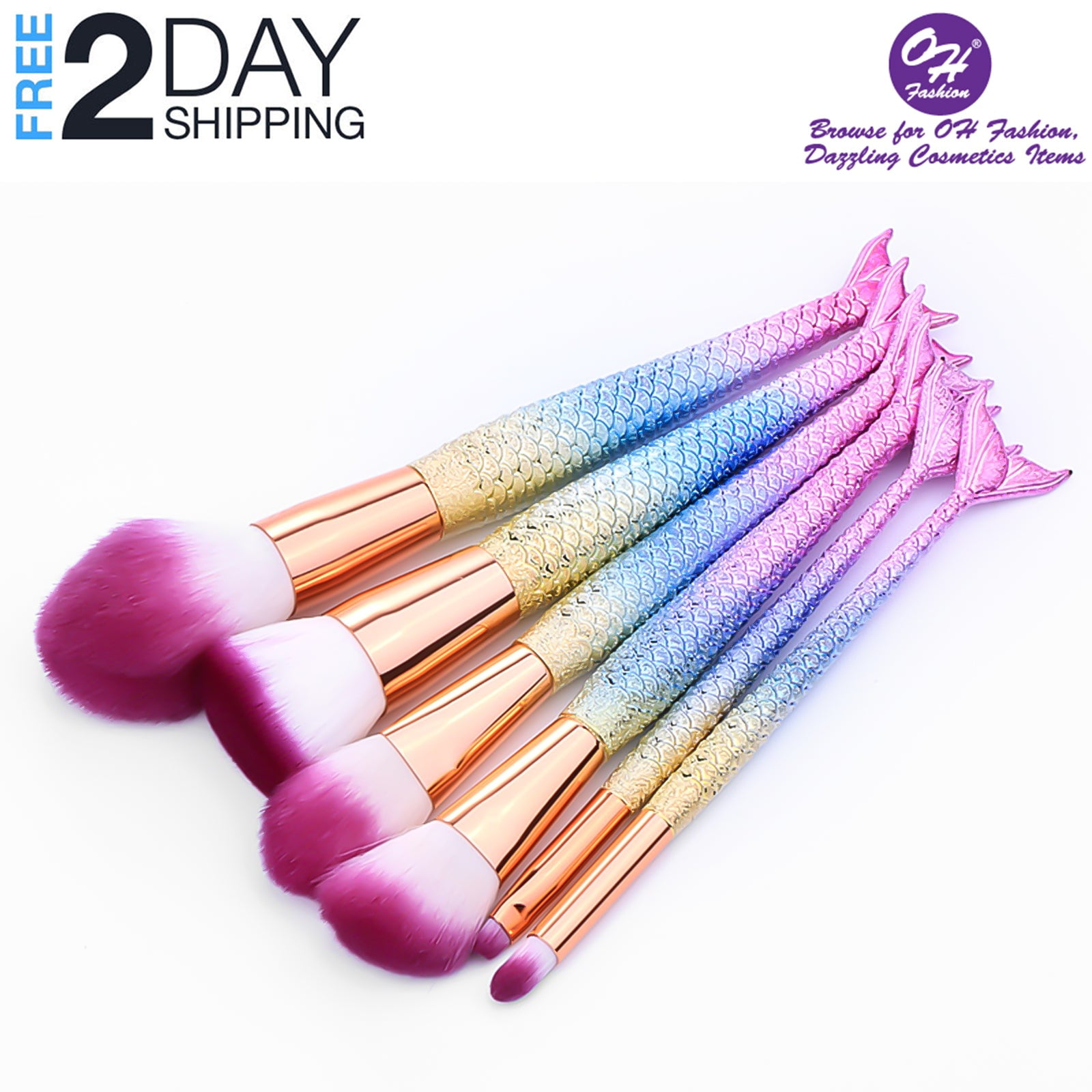 OH FASHION Make Up Brushes Mermaid Set (6pcs) Melody