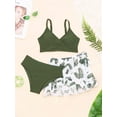 thumbnail image 3 of Miaeowve Ensemble Bikini 3 Pcs pour Filles avec Jupe de Plage, Surf, Vert Olive 13 Ans, 3 of 5