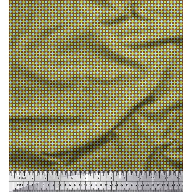 Soimoi Brown polyester Crepe Fabric Diamond Geometric Print Sewing Fabric Yard 52 Inch Wide