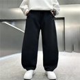thumbnail image 4 of XIYNBAOK Boys Baggy Sweatpants Wide Leg Baggy Pants Open Bottom Athletic Trackpants Kids Girls Elastic Waist Plain Sportswear Casual Preppy Clothes, 4 of 5