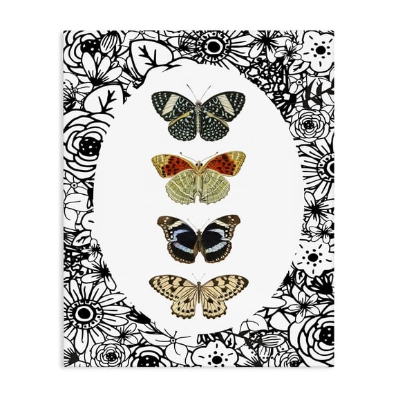 Stupell Industries Floral Butterfly Lineup Canvas Wall Art, design by Dan Meneely