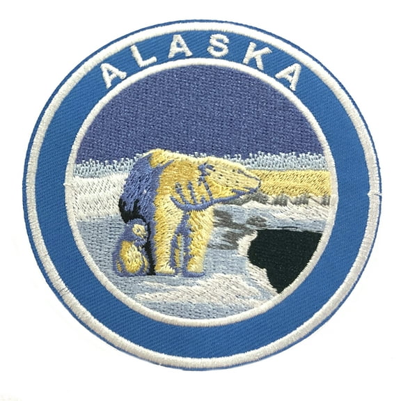Alaska Polar Bear Embroidered Patch Iron/Sew-On Applique Explore Travel Souvenir