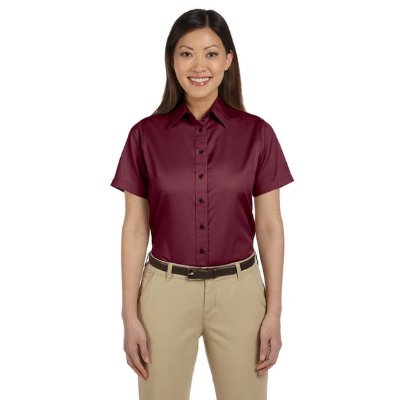Harriton M500Sw Ladies' Easy Blend Short-Sleeve Twill Shirt With Stain-Release
