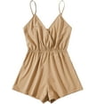 thumbnail image 1 of Women's Leopard Print Wrap Spaghetti Strap Romper Cami Jumpsuit, 1 of 5