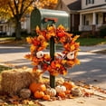 thumbnail image 2 of Yhmxh 18 Inch Fall Wreath for Front Door Decor, Artificial Maple Leaves Pumpkins Sunflower Wreath Decor, Farmhouse Autumn Harvest Wreath for Window Porch Thanksgiving & Outdoor Decor, 2 of 6