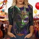 thumbnail image 1 of Xuyuer Carnival 2025 Womens 3/4 Sleeve Tops Mardi Gras and Costumes Fashion Round Neck Printed Blouse, 1 of 6
