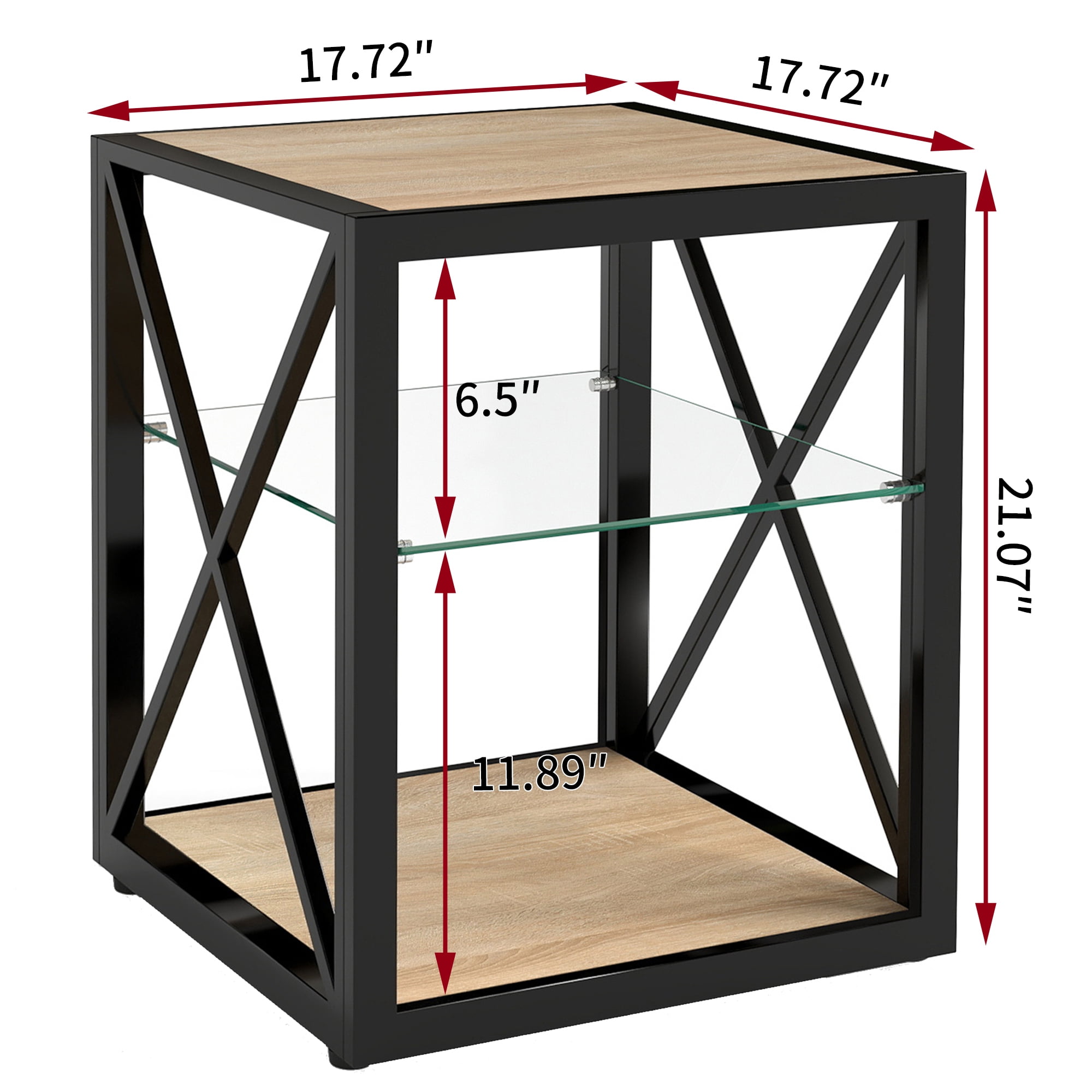 Leumius Modern End Table Nightstand for Living Room, 2-Tier Side Table Bedside Table for Living Room,Natural