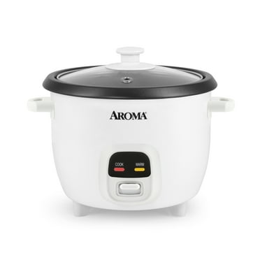 Aroma Rice Cooker Bonded Granite 6-Cup Rice Cooker, White - Automatic Shut-Off, Nonstick