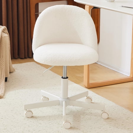 white teddy fleece office chair product
