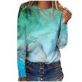 thumbnail image 2 of Pisexur Women's Plus Size Tops Floral Patchwork Color Block Tunic Round Neck Long Sleeve T Shirts Striped Causal Blouses Tops, 2 of 5