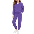 thumbnail image 5 of GiLiling Hoodie Sweatsuit Set for Boys Girls 2 Piece Hooded Sweatshirt Jogger Sweatpants Tracksuit Kids Athletic Solid Outfits (Purple, 7-8 Years), 5 of 8