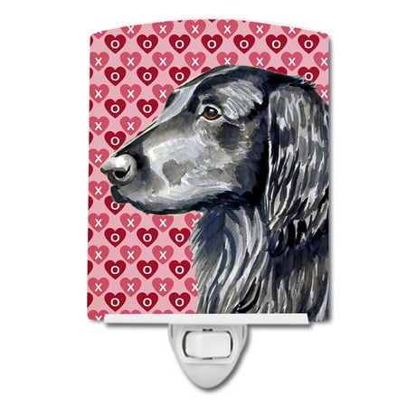 

Caroline s Treasures LH9141CNL Flat Coated Retriever Hearts Love and Valentine s Day Portrait Ceramic Night Light