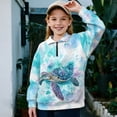 thumbnail image 2 of Uorisanigo Girls Oversized Sweatshirts Blue Sea Turtle Half Zip Pullover Sweatshirt for Teen Girl Lightweight Long Sleeve Pullover Top Quarter Zip Hoodies No Hood Fall Winter Clothes, 2 of 7