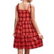 thumbnail image 3 of Womens Boho Plaid Strappy Mini Dress Ladies Summer Beach Party Cami Sundress, 3 of 3