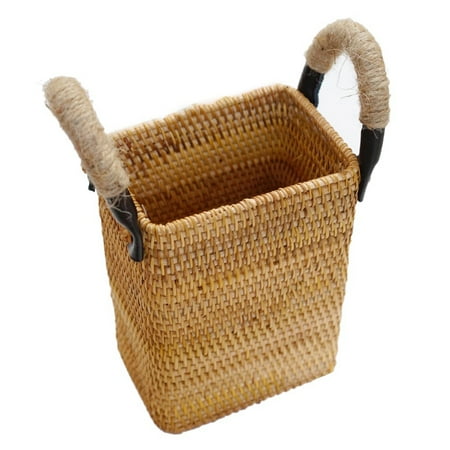 

Handwoven Rattan Storage Tray with Handle Round Wicker Basket Bread Food Plate Fruit Cake Platter Dinner Serving Tray B
