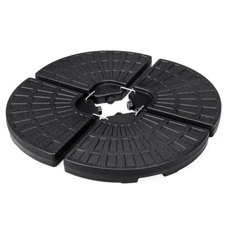 Patio Base Level Best Choice Products 4-Piece Cantilever Offset Patio Umbrella Circular Base Stand w/ Carry Handles, Easy-Fill Spouts, Base Connector Hooks, UV Stability, Black ()