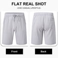 thumbnail image 3 of QPNGRP Men's Linen Shorts Casual Elastic Waist Drawstring Summer Beach Vacation Yoga Shorts with Pockets Light grey S, 3 of 8