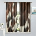 thumbnail image 4 of Cowhide Window Curtains, Brown Cow Print Farm Animal Fur Skin Blackout Window Drapes Western Cowboy Farmhouse Window Treatments Living Room Bedroom Decor 2 Panels Set55x63 Inch, 4 of 6