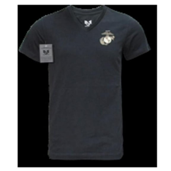 Military V-Neck Tee, Marines, Black, 2X