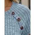 thumbnail image 5 of Womens Tops Knitted Short Sleeve T-Shirt Crew Neck Ribbed Tee Dressy Work Tunic Tops (Light Blue L), 5 of 7