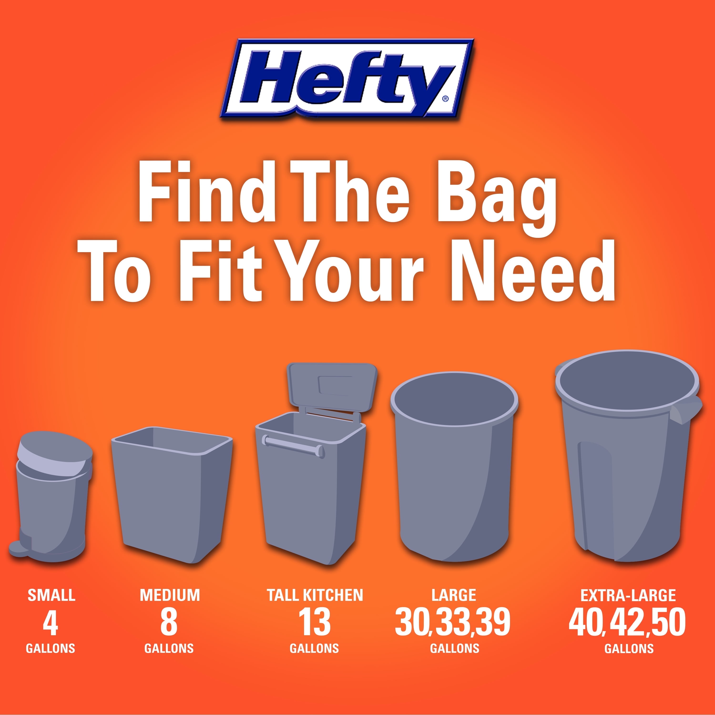 Hefty® Strong Large Multi-Purpose Trash Bags, 30 Gallon, 40 Bags (Drawstring)