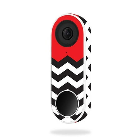 MightySkins NEHEL-Red Chevron Skin for Nest Hello Video Doorbell - Red Chevron