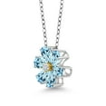 thumbnail image 4 of Gem Stone King 925 Silver and 10K Yellow Gold Pear Shape Flower Pendant with Chain Topaz Moissanite (3.07 Cttw), 4 of 4