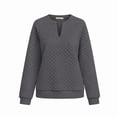 thumbnail image 6 of Quilted Sweatshirt Women Fall Casual V-Neck Long Sleeve Pullover for Travel Weekend Wear, M, 6 of 7