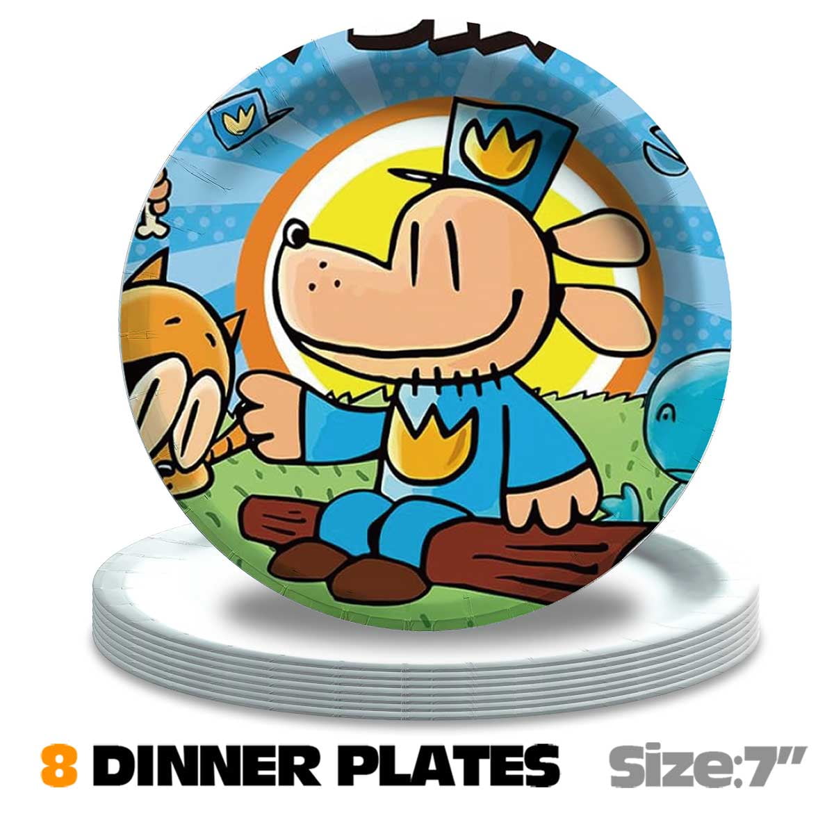 Dog Man Birthday Party Supplies Balloons Paper Plates Decoration Cake Topper Decor Tableware Banner Backdrop