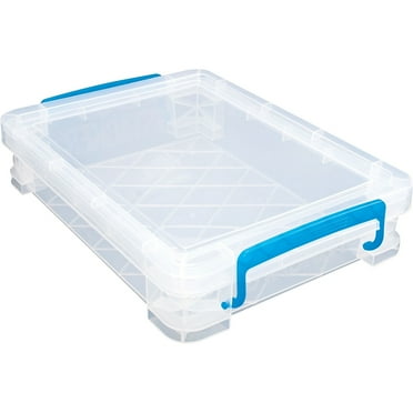 Storage Studios Super Stacker Doc Box-14.5"X10.5"X3.38" Clear/Blue Handles