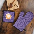 thumbnail image 5 of Purple Leopard Print Kitchen Oven Mitt and Pot Holder Sets 2 Pcs for Baking, Cooking and Grilling, Heat Resistant Up To 392 °F, 5 of 7