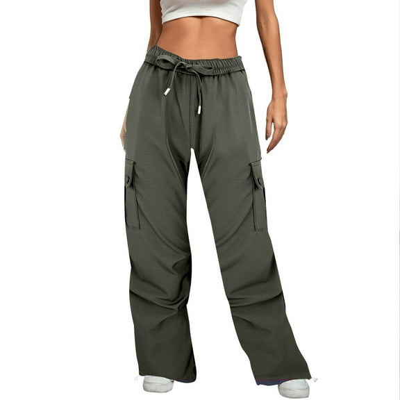 Outfmvch Cargo Pants High Waisted Pants for Women Hiking Pants Women Petite Pants for Women Work Pants Stretchy Jeans for Women Army Green L