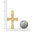 thumbnail image 4 of Large 14K Gold Heavy Plated Milgrain Bordered Crucifix Pendant + 30" 2.2mm Curb Chain Necklace Set, 4 of 7