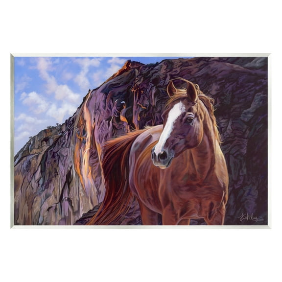 Stupell Industries Brown Stallion Cliffs Landscape Animals & Insects Painting Unframed Art Print Wall Art