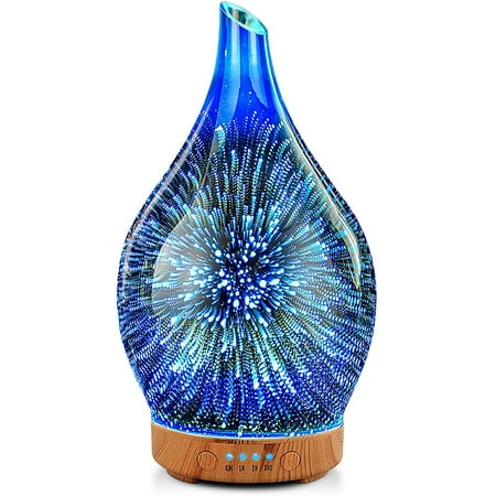 

Porseme Essential Oil Diffuser 3D Glass Aromatherapy Ultrasonic Humidifier Air Refresh Auto Shut-Off Timer Setting BPA Free for Home Hotel Yoga Leisure SPA Gift 100ml Last 4H