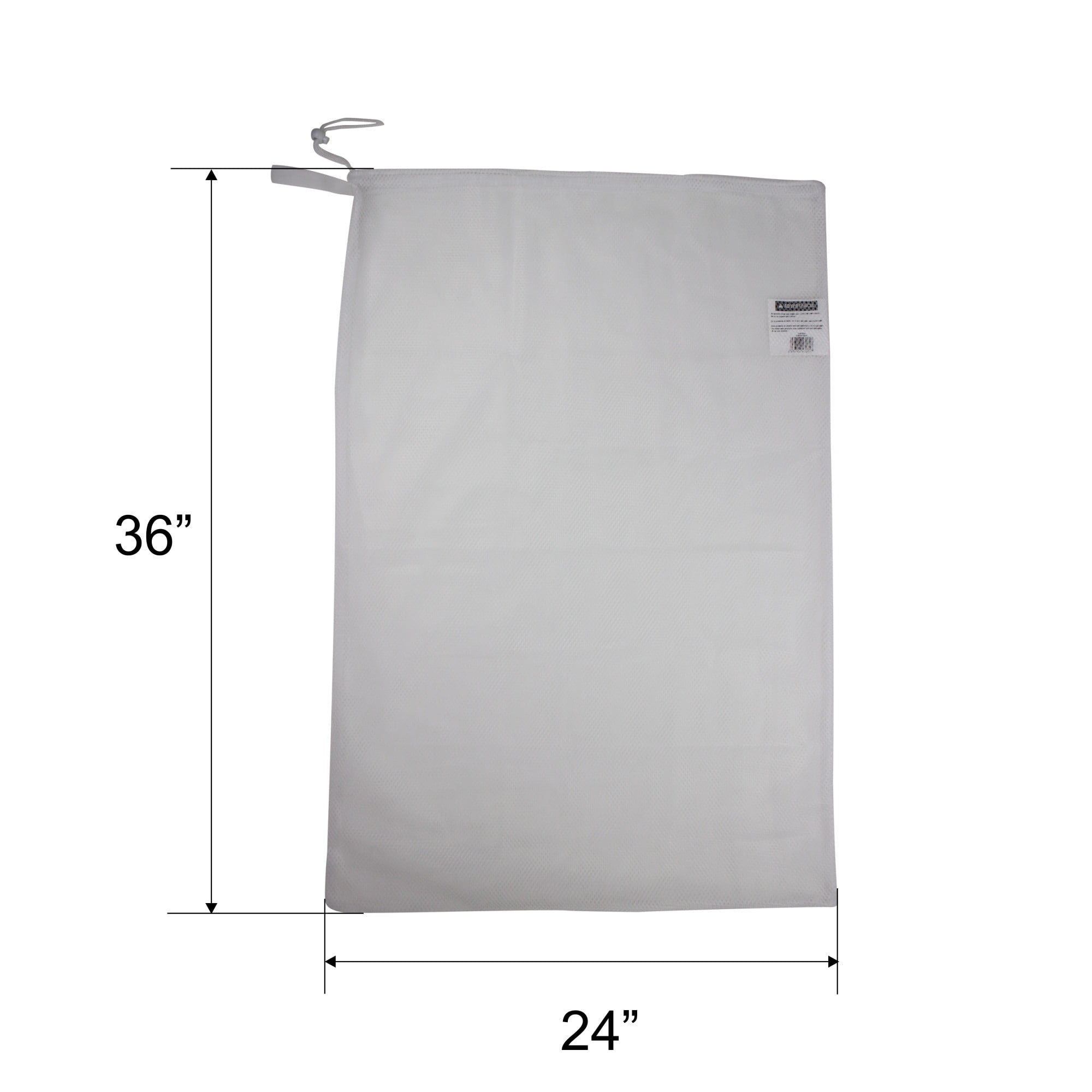 Mainstays White Polyester Mesh Laundry Bag with Drawstring
