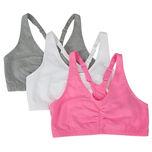 Fruit of the Loom Womens Adjustable Shirred Front Racerback Sports Bra 3-Pack