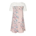 thumbnail image 4 of Robe Bohème Mode Femme Imprimé Floral Col Rond Manches Courtes Longueur Genou, 4 of 7