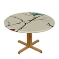 thumbnail image 3 of Little Birds Round Tablecloths Bird on Branches Tablecloths for Circular Tables Round Fitted Polyester Tablecover with Elastic, 3 of 8