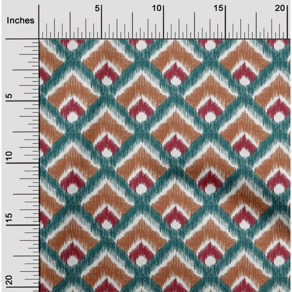 oneOone Cotton Flex Fabric Argyle Style Ikat Printed Craft Fabric BTY 40 Inch Wide