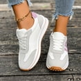 thumbnail image 2 of Rokment Platform Running Shoes Fashion Sneakers for Women Comfortable Trendy Casual Color Block Suede Leather Chunky Non Slip Walking Tennis Skate Shoes White Size 6, 2 of 9