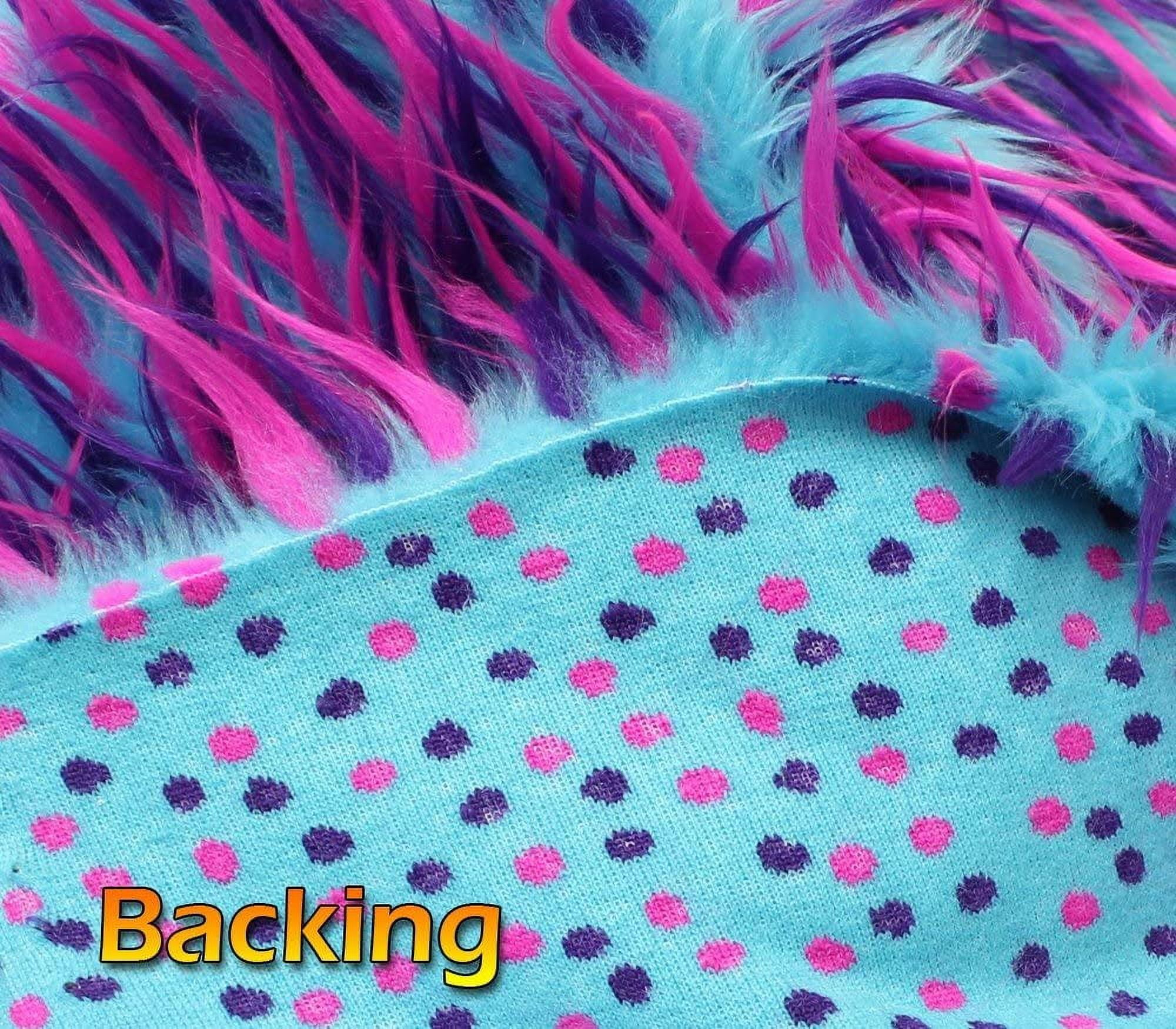 3 Tone Spike Faux / Fake Fur TURQUOISE PINK PURPLE Fabric/ 60" Wide / Sold by the yard
