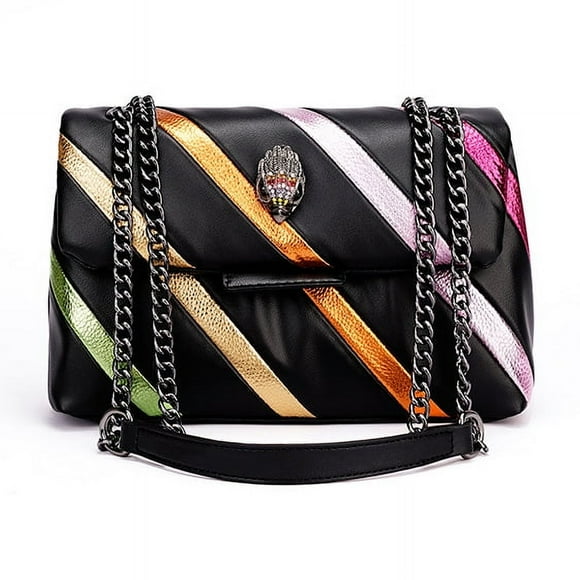 Kurt Geiger rainbow women's bag contrast color stitching chain shoulder crossbody bag eagle bird head